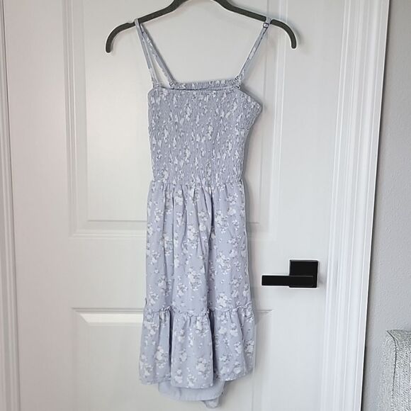 Hollister Light Blue Floral Smocked Woven Short Dress - Size Small - Picture 3 of 14